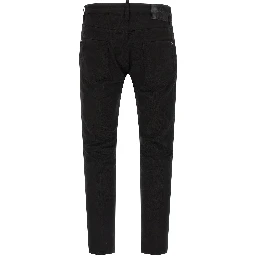 Black Cotton Straight-Leg Jeans