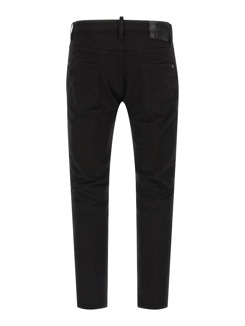 Black Cotton Straight-Leg Jeans