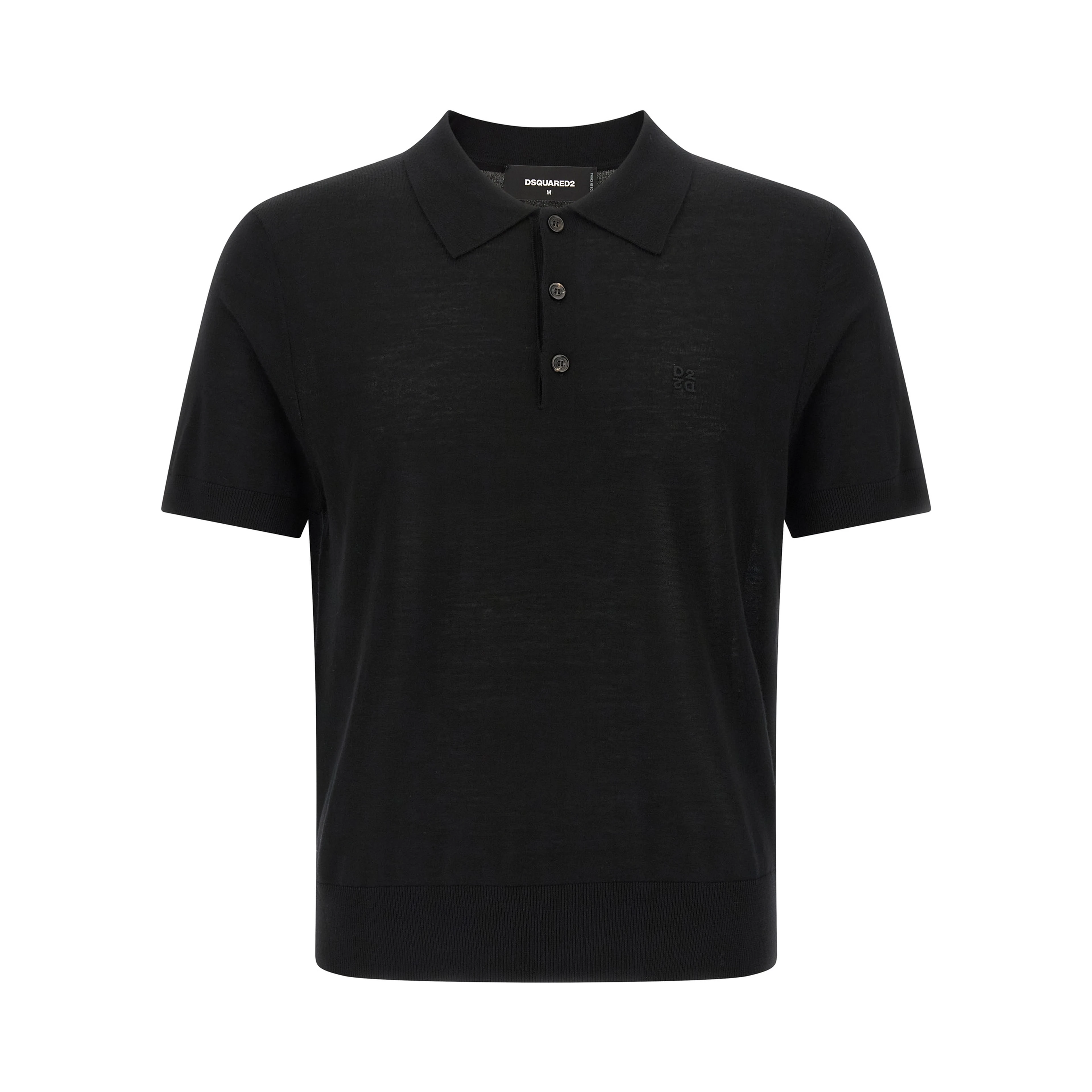 Black Wool Polo Shirt