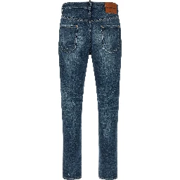 Blue Cotton Straight-Leg Jeans
