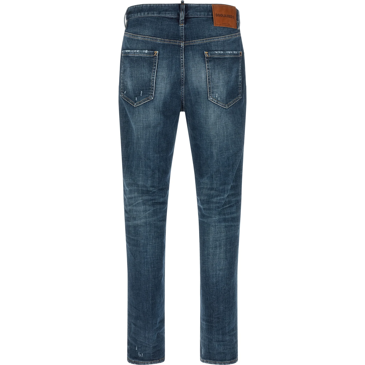 Blue Cotton Straight-Leg Jeans