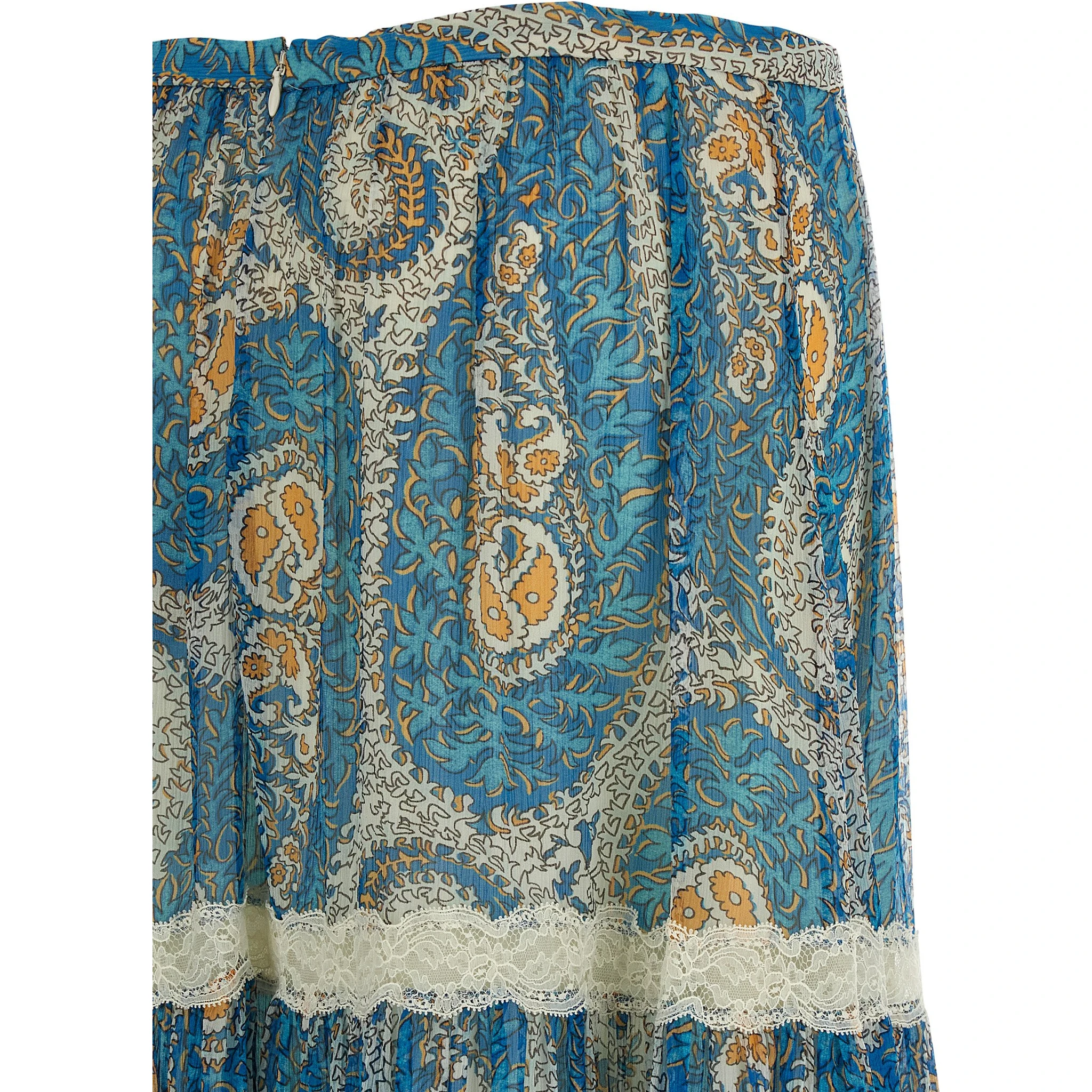 Blue Silk Mini Skirt