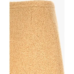 Beige Virgin Wool Long Skirt