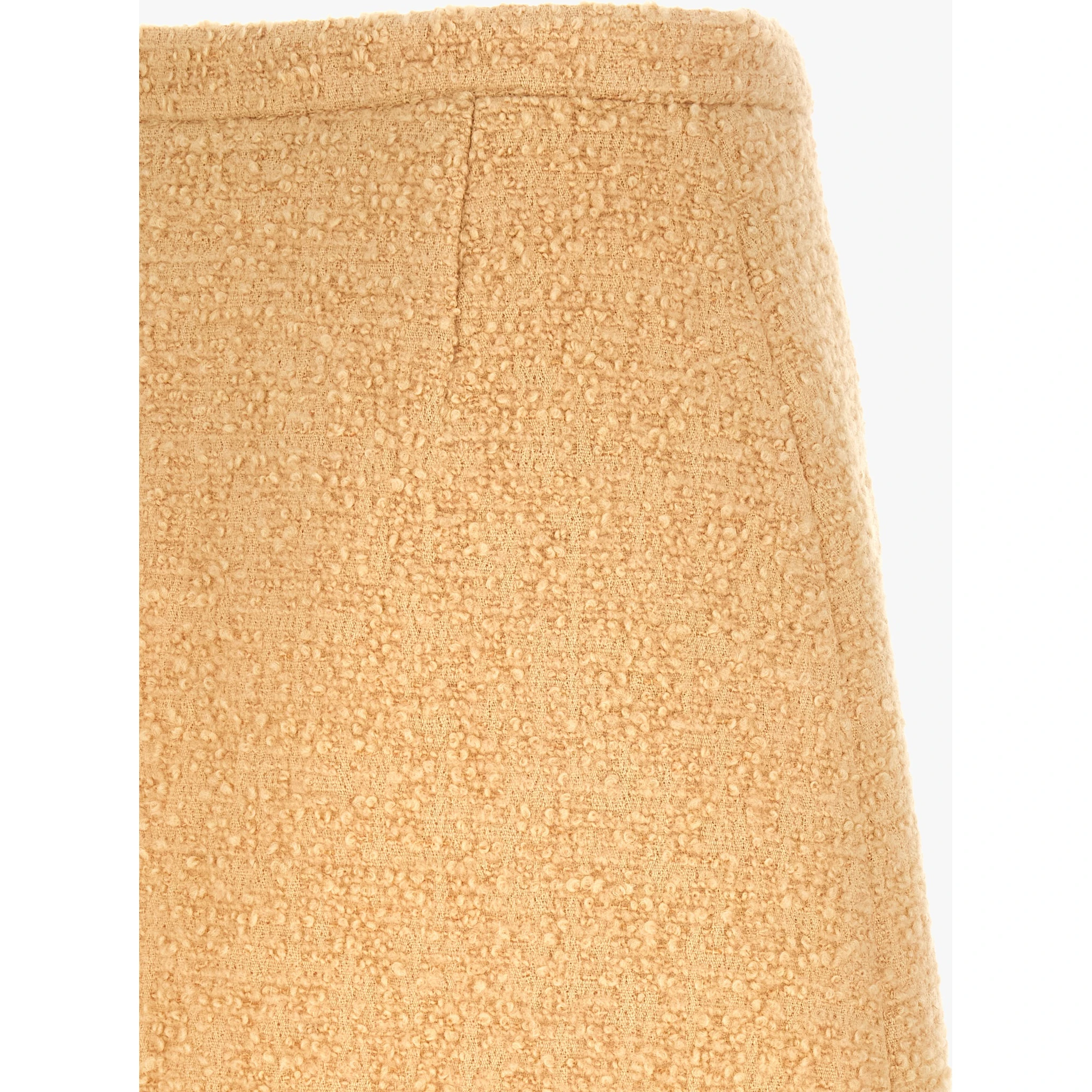 Beige Virgin Wool Long Skirt