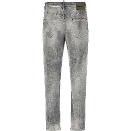 Gray Cotton Straight-Leg Jeans