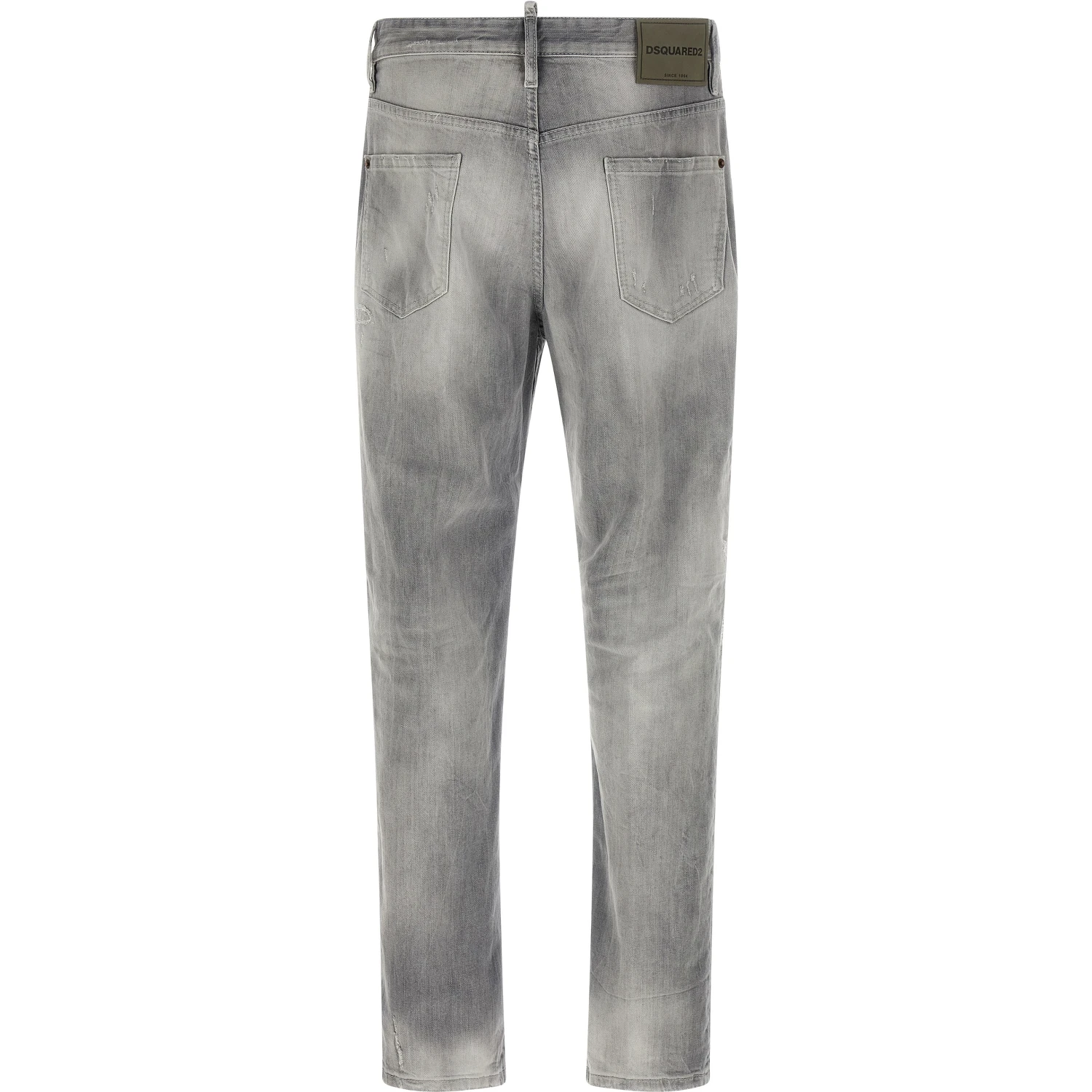 Gray Cotton Straight-Leg Jeans