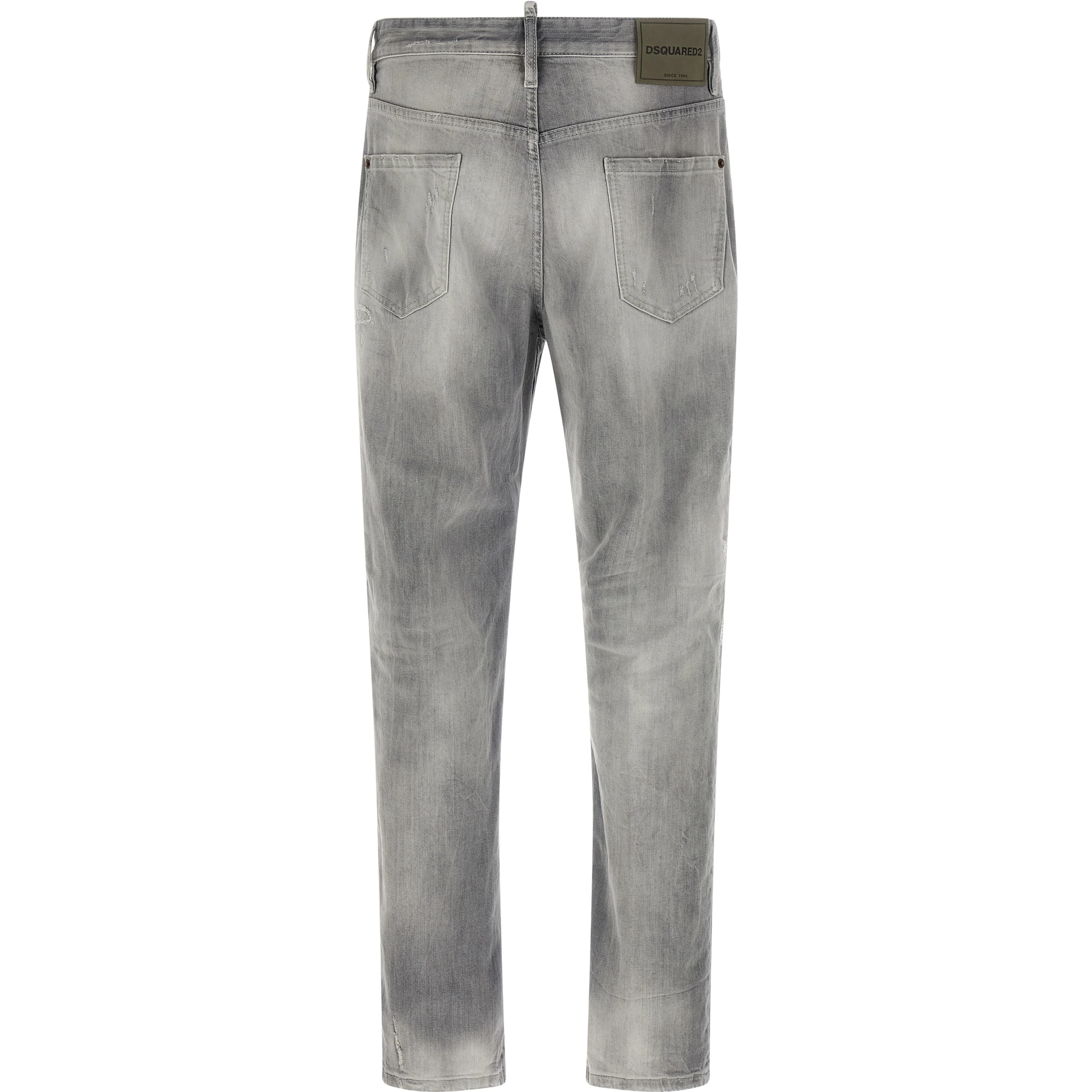 Gray Cotton Straight-Leg Jeans