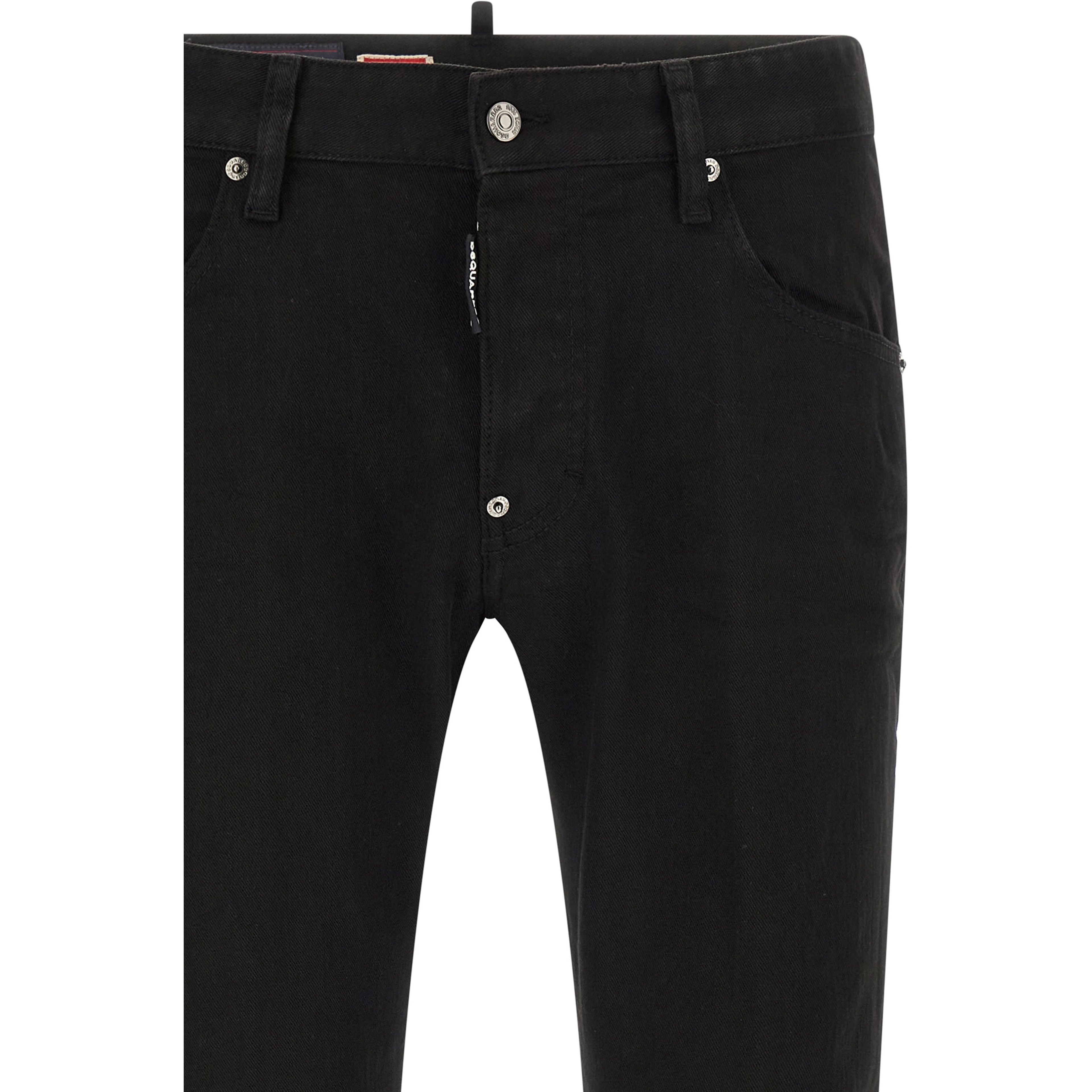 Black Cotton Straight-Leg Jeans