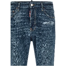 Blue Cotton Straight-Leg Jeans