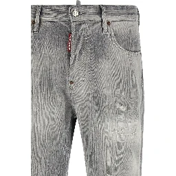 Gray Cotton Straight-Leg Jeans