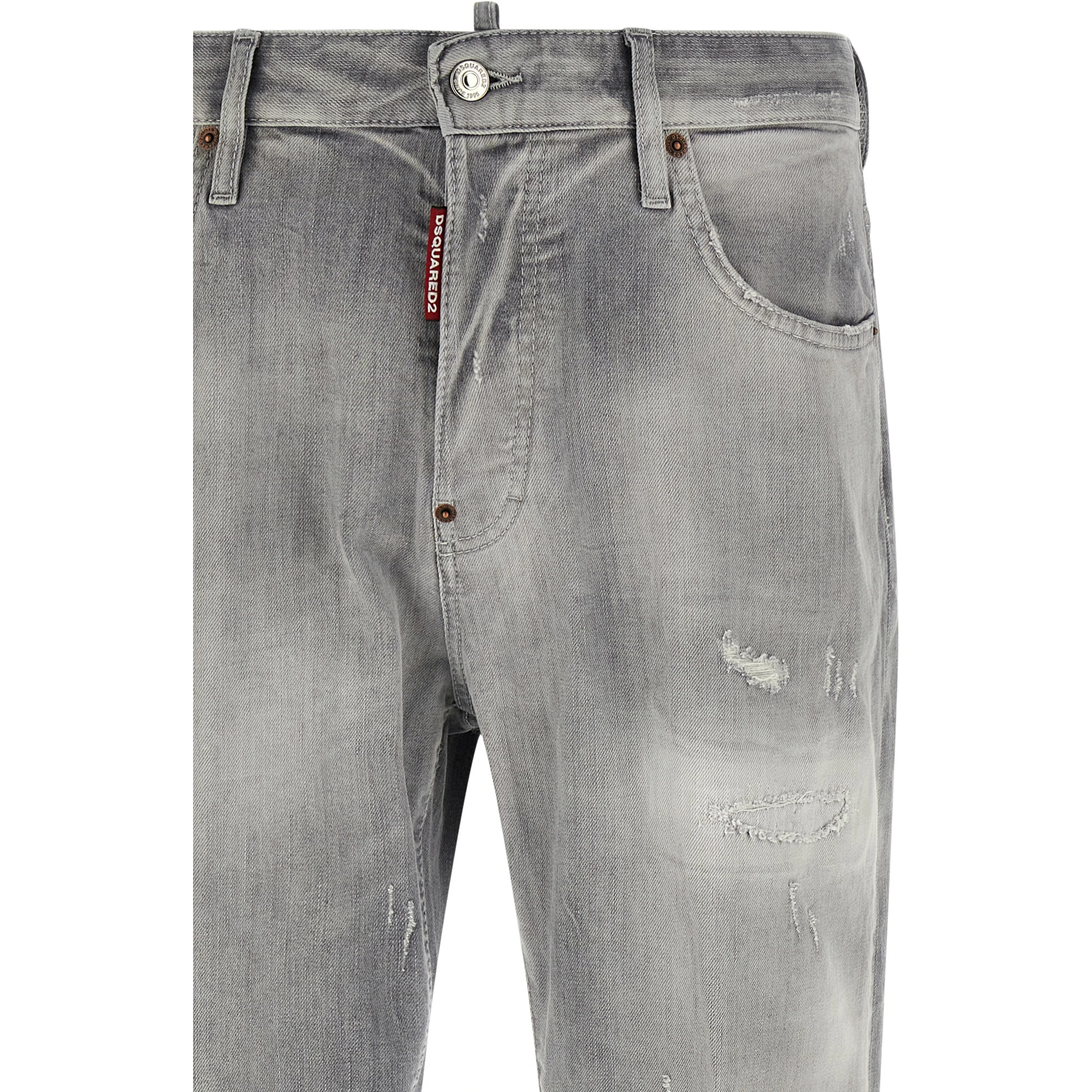 Gray Cotton Straight-Leg Jeans