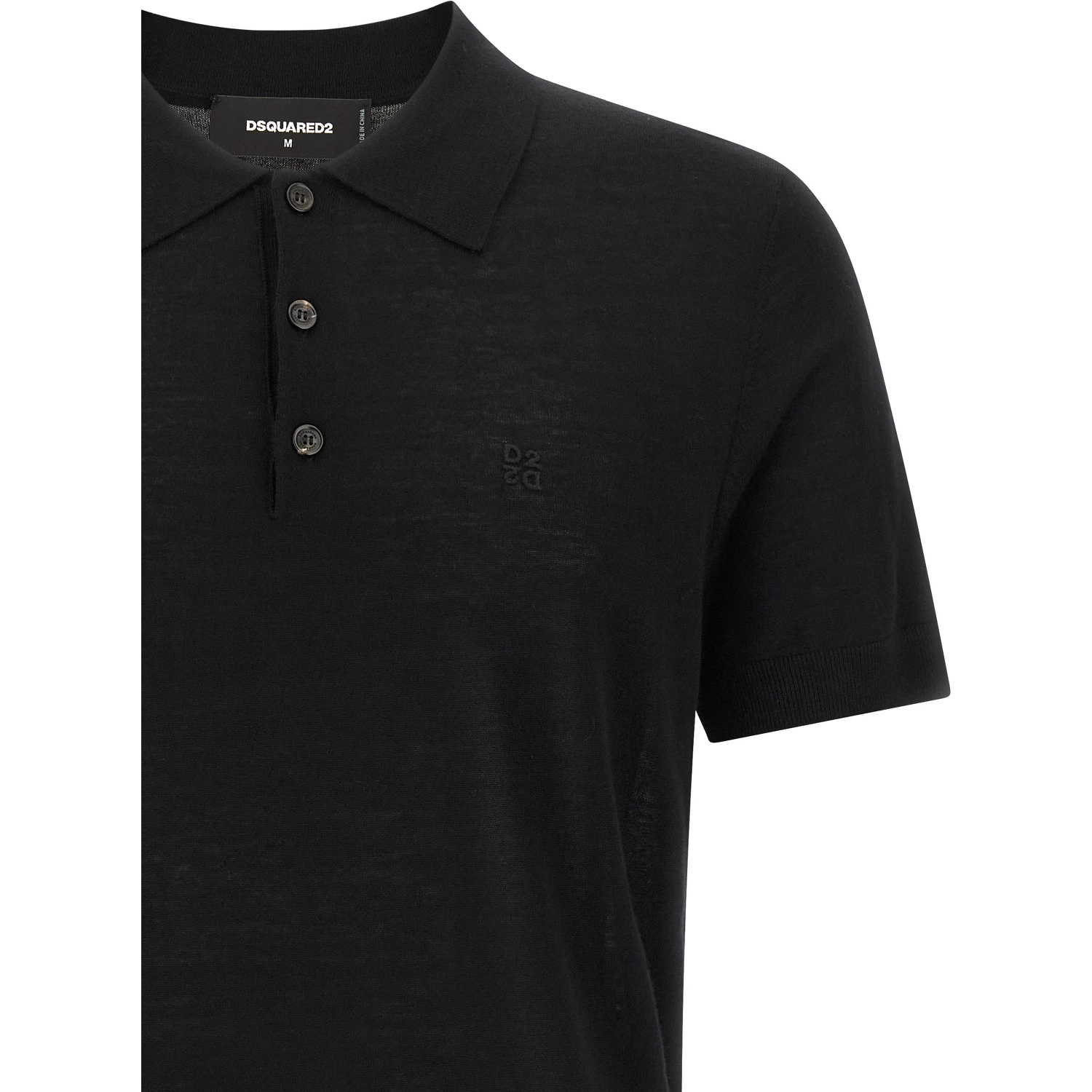 Black Wool Polo Shirt