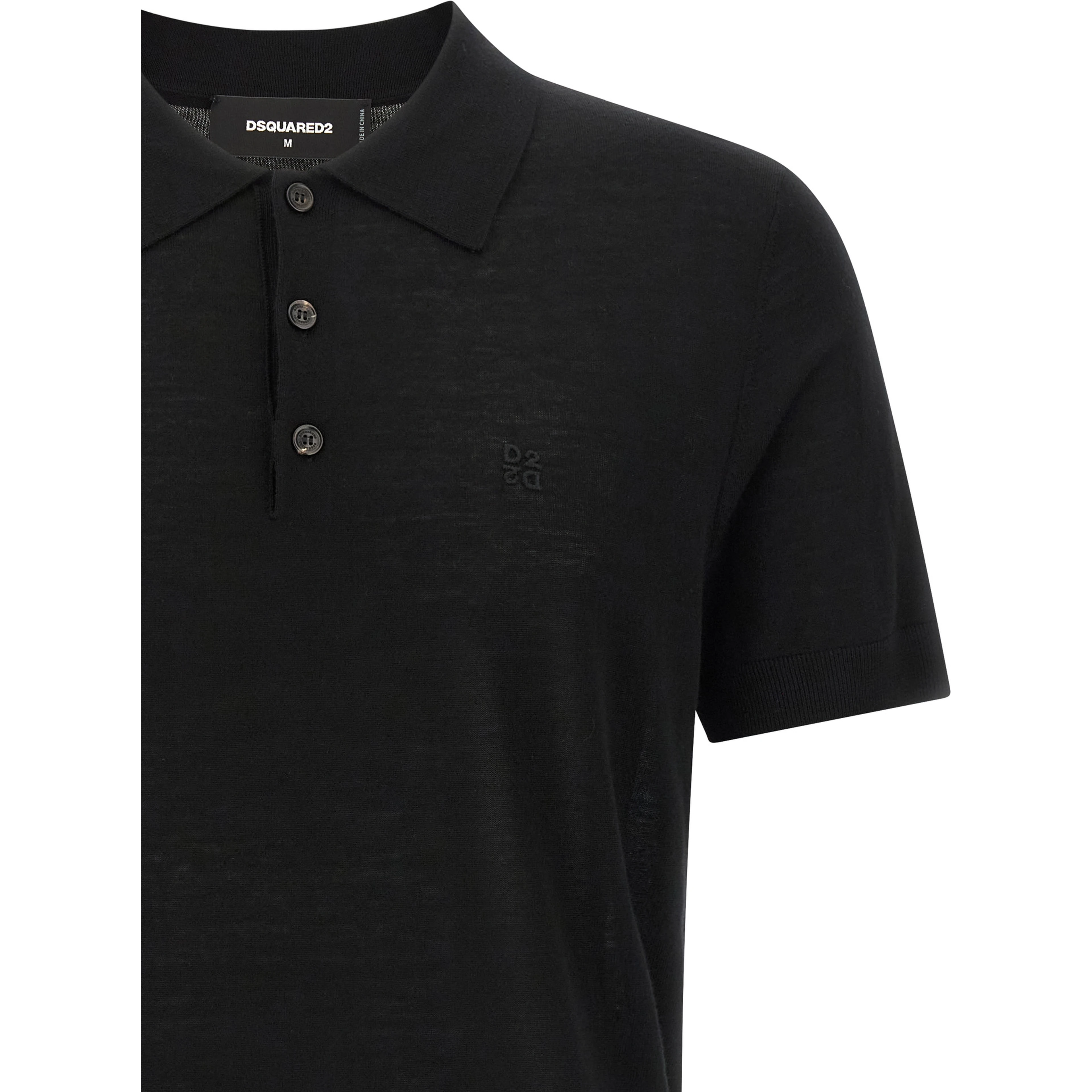 Black Wool Polo Shirt