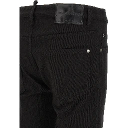 Black Cotton Straight-Leg Jeans