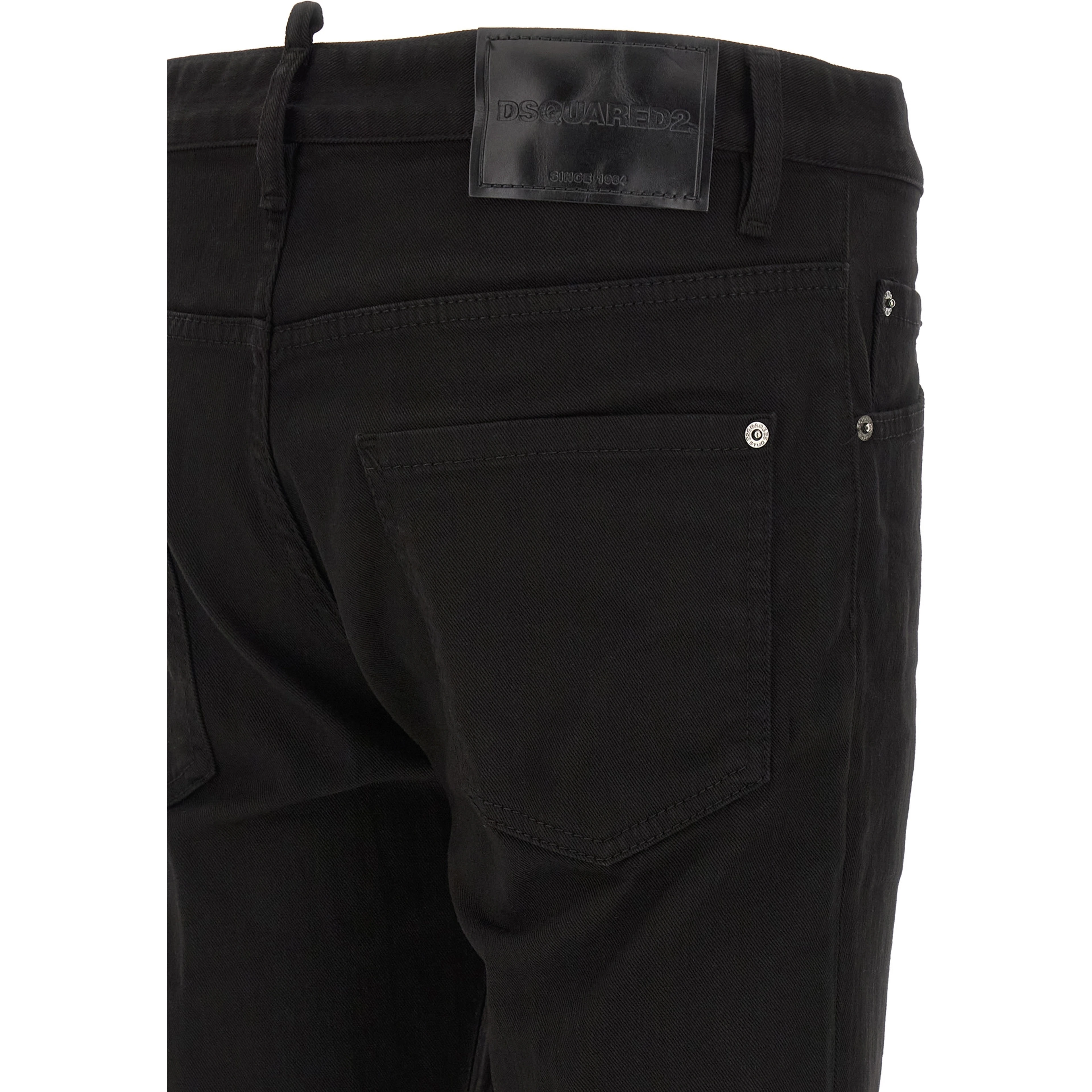 Black Cotton Straight-Leg Jeans