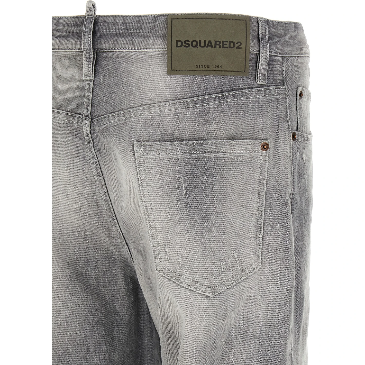 Gray Cotton Straight-Leg Jeans
