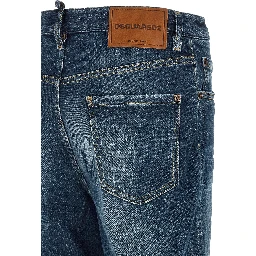 Blue Cotton Straight-Leg Jeans
