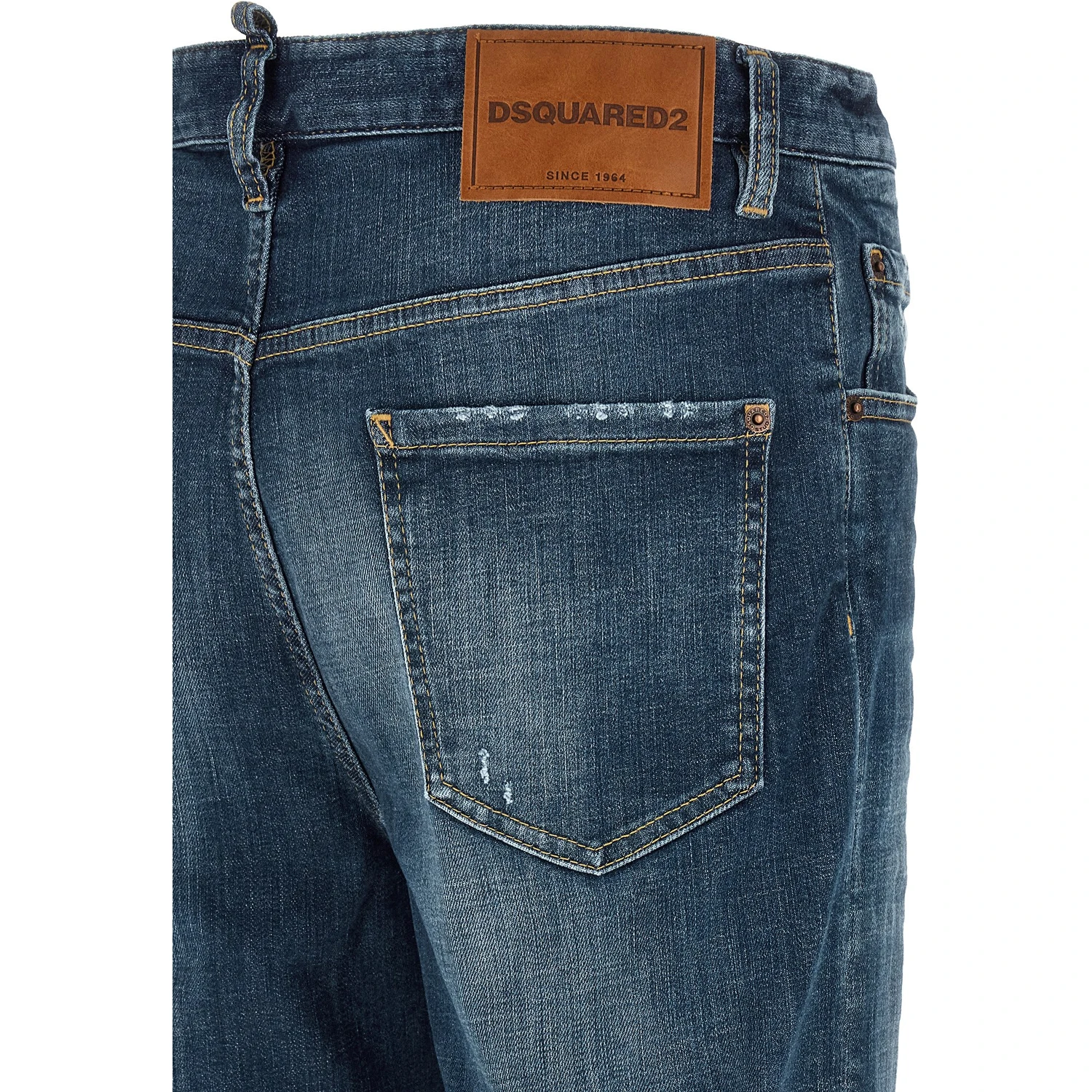 Blue Cotton Straight-Leg Jeans