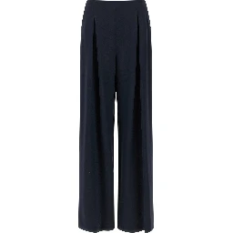 Blue Silk Casual Pants