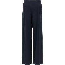 Blue Silk Casual Pants