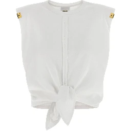 White Cotton Sleeveles T-Shirt
