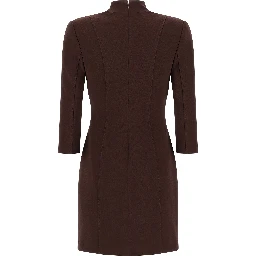 Brown Polyester Short Dress