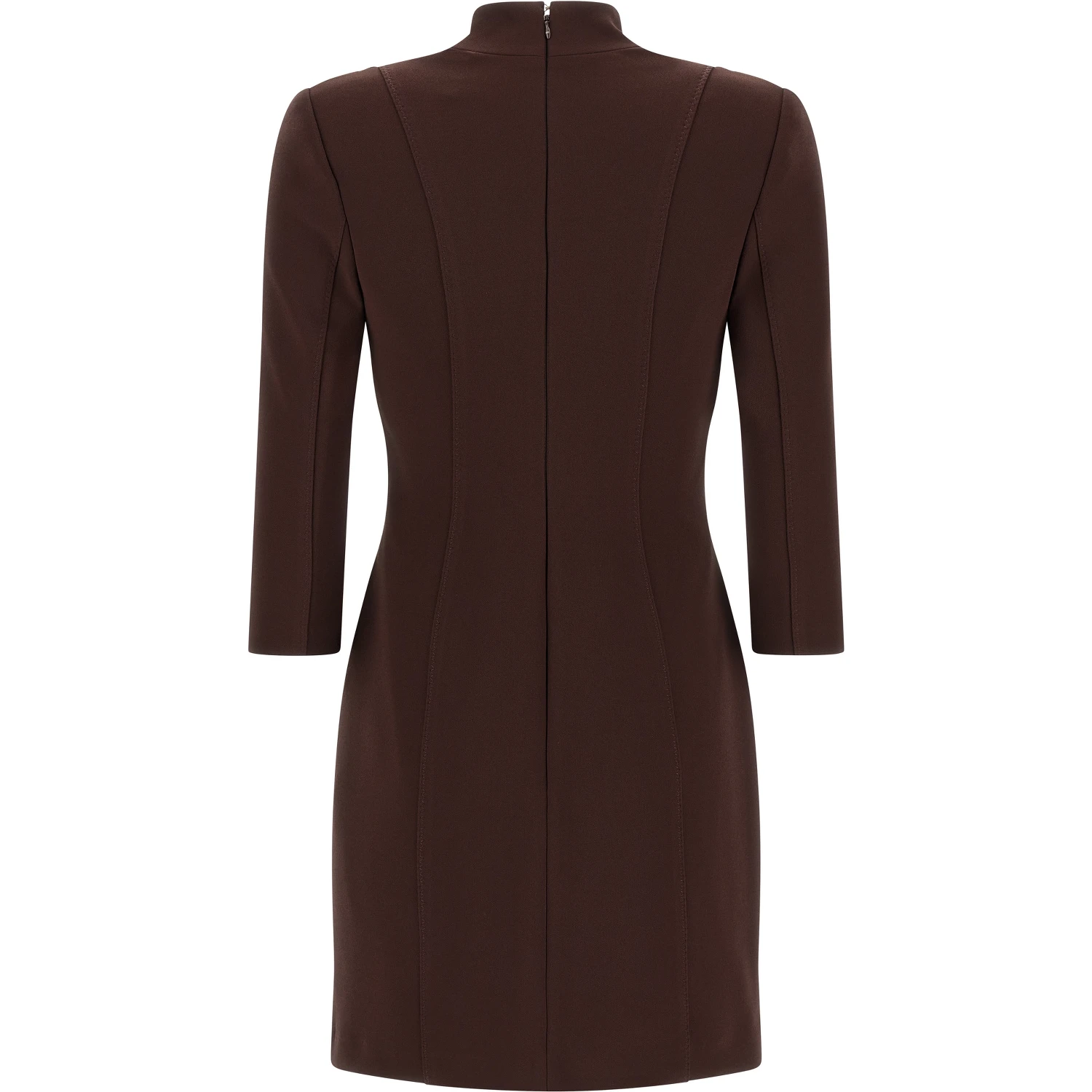 Brown Polyester Short Dress