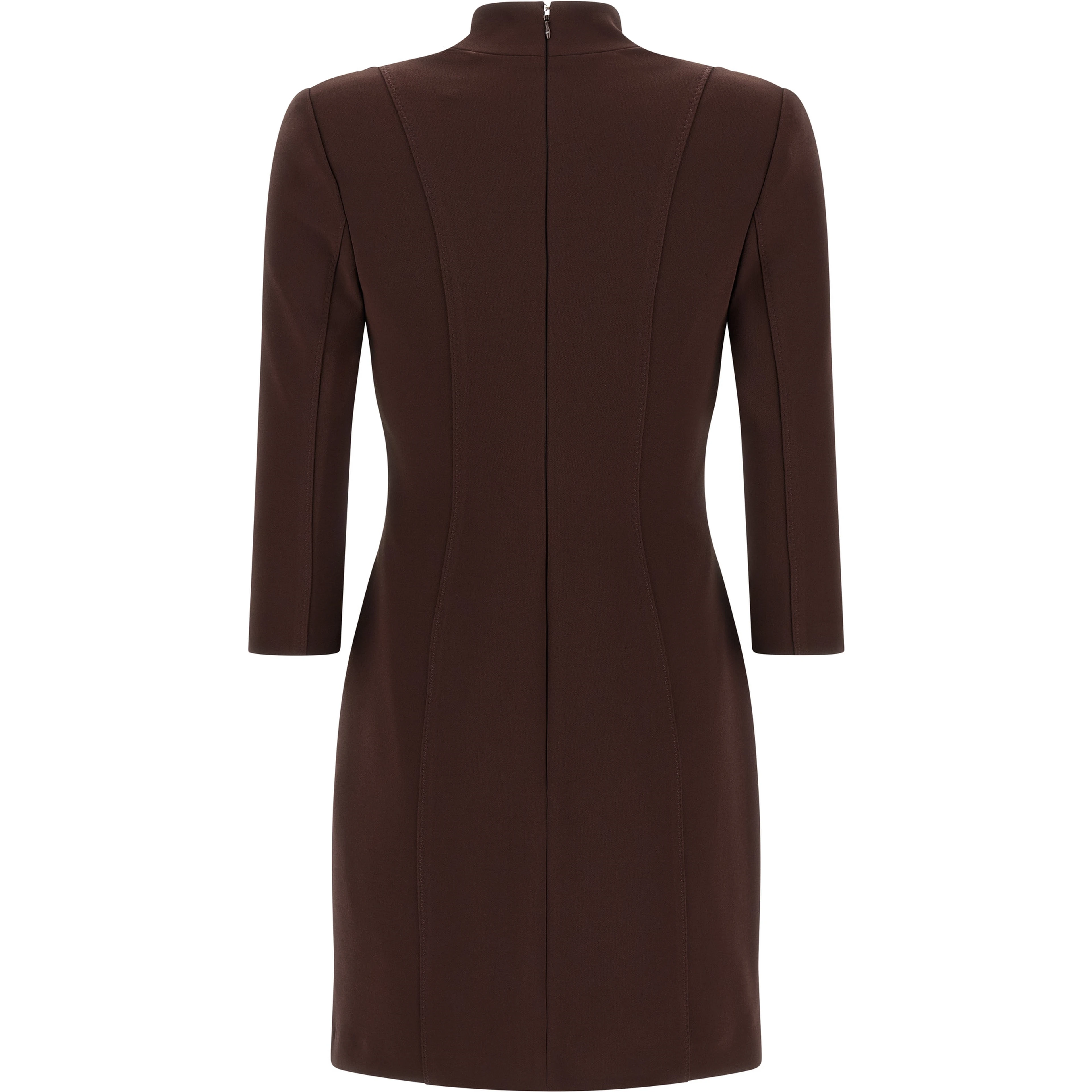 Brown Polyester Short Dress