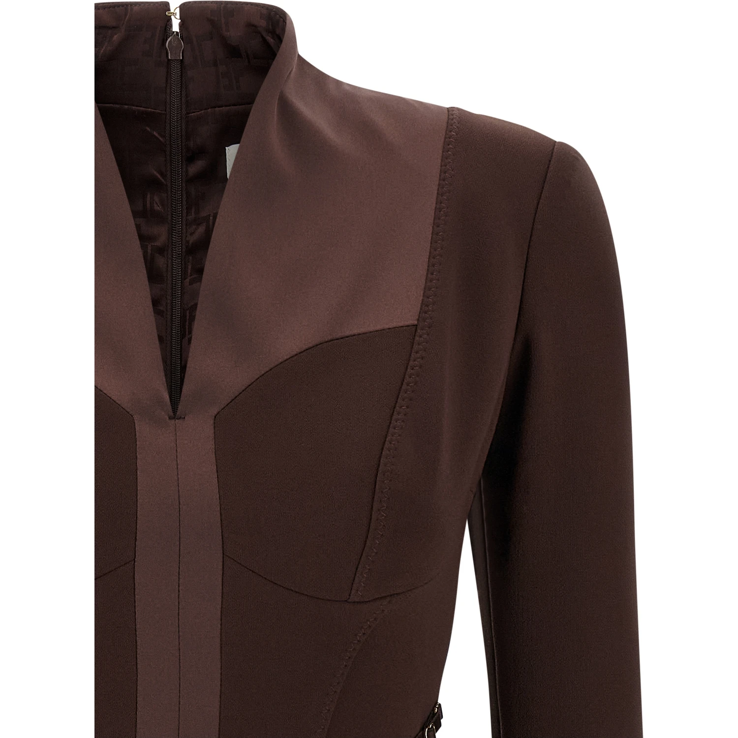 Brown Polyester Short Dress