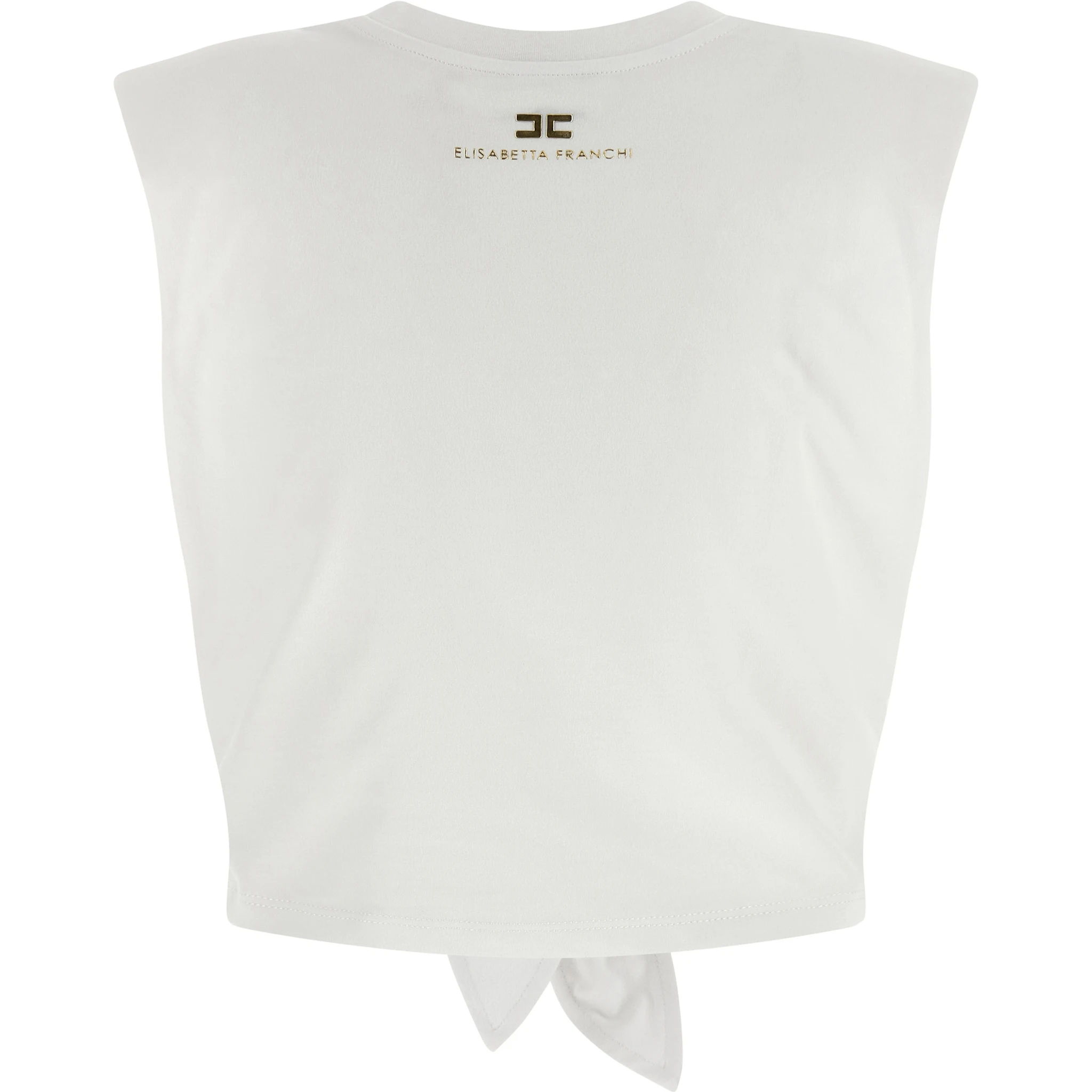 White Cotton Sleeveles T-Shirt