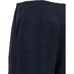 Blue Silk Casual Pants