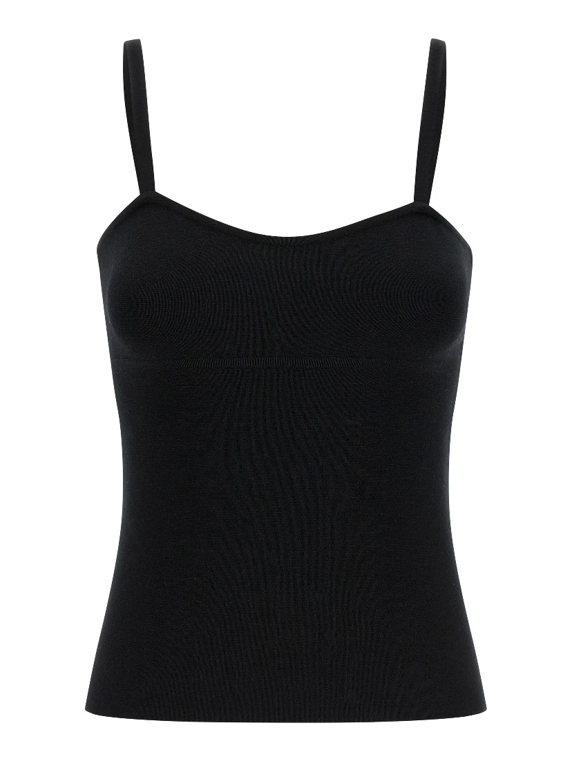 Black Virgin Wool Tank Tops