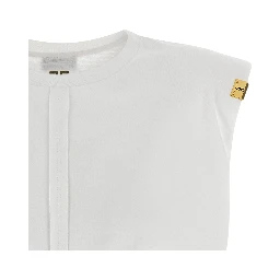 White Cotton Sleeveles T-Shirt