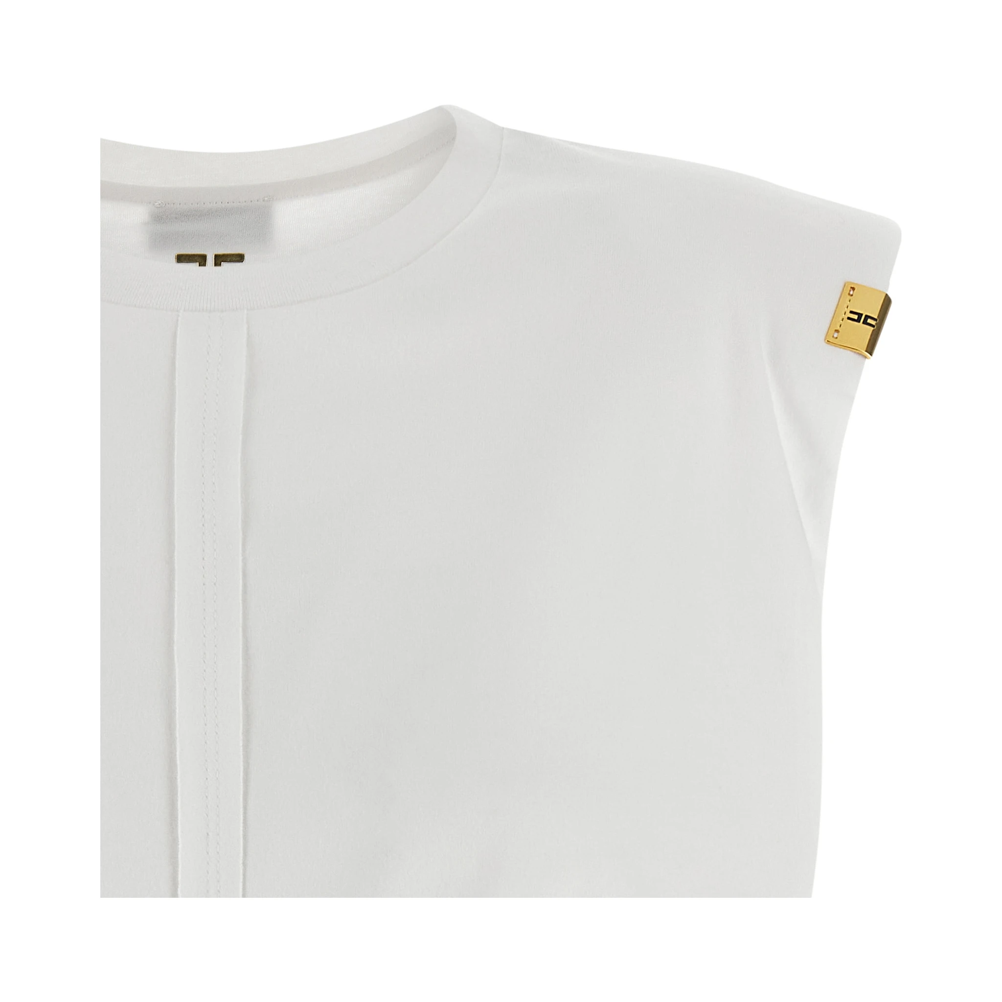 White Cotton Sleeveles T-Shirt