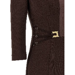 Brown Polyester Short Dress