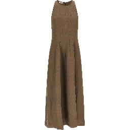Brown Viscose Midi Dress
