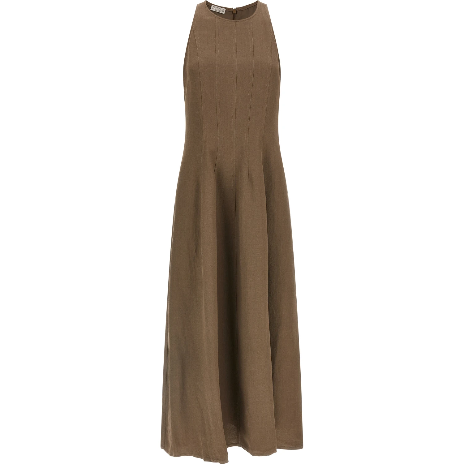 Brown Viscose Midi Dress