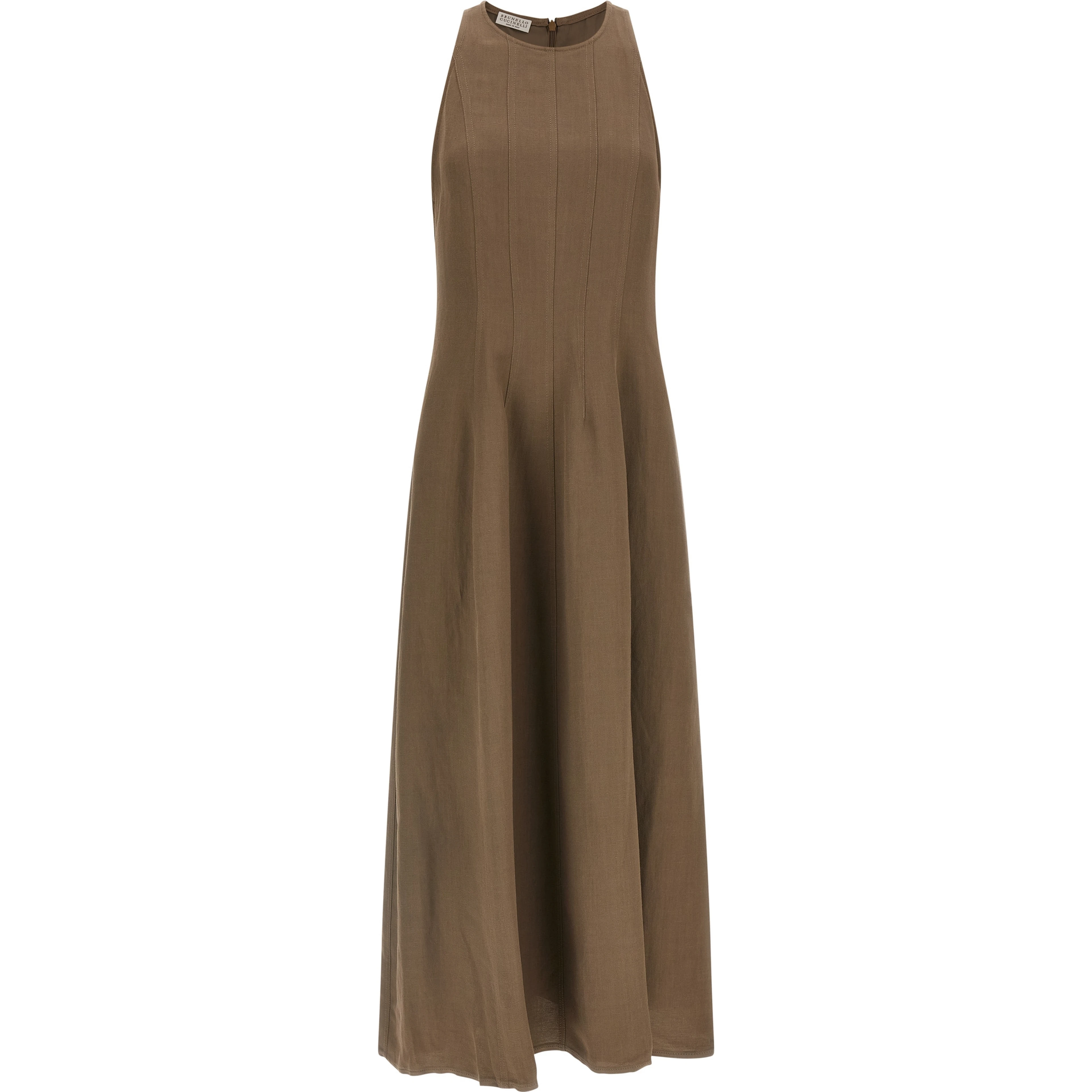 Brown Viscose Midi Dress