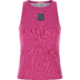Fuchsia Cotton Sleeveles T-Shirt