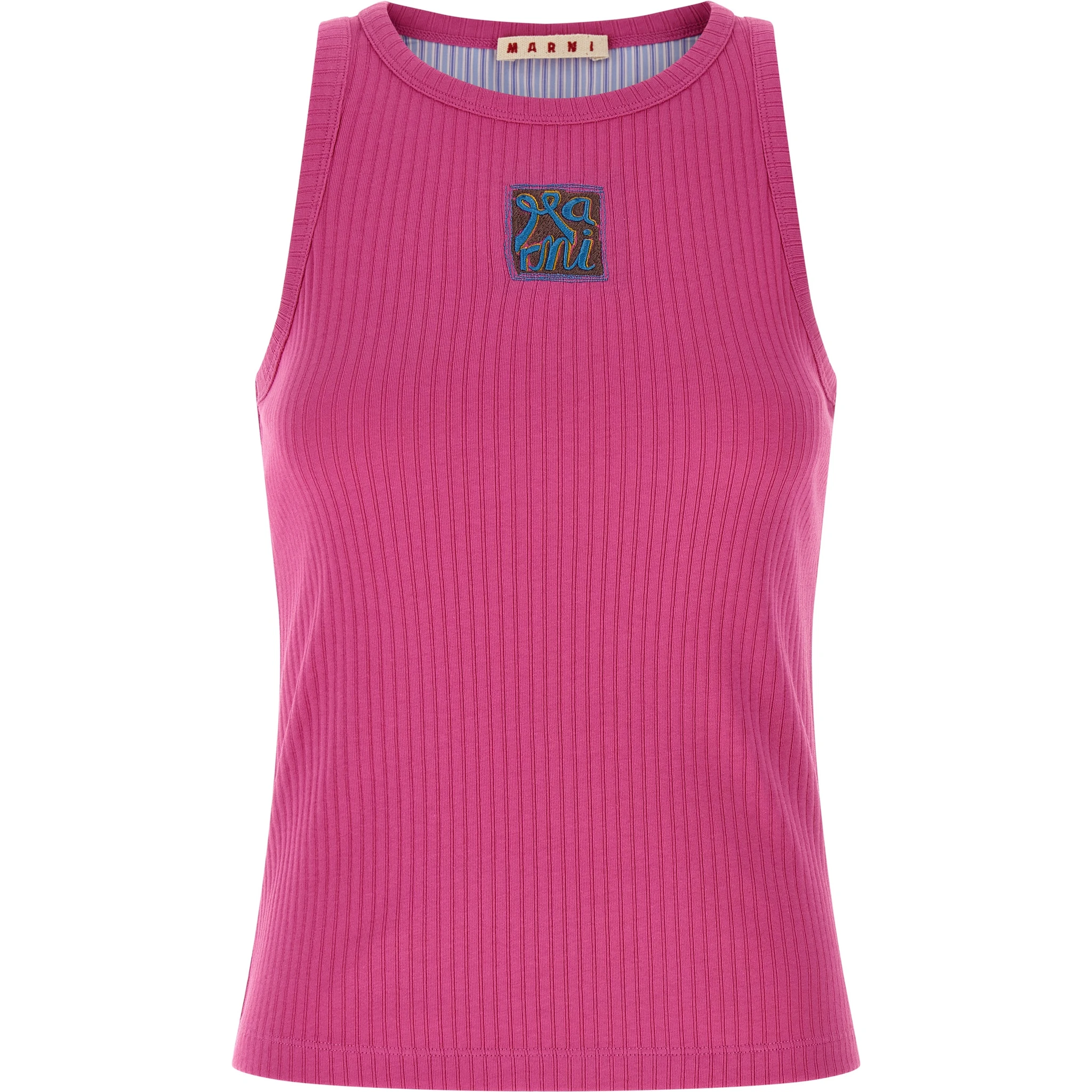 Fuchsia Cotton Sleeveles T-Shirt
