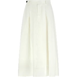 White Viscose Midi Skirt