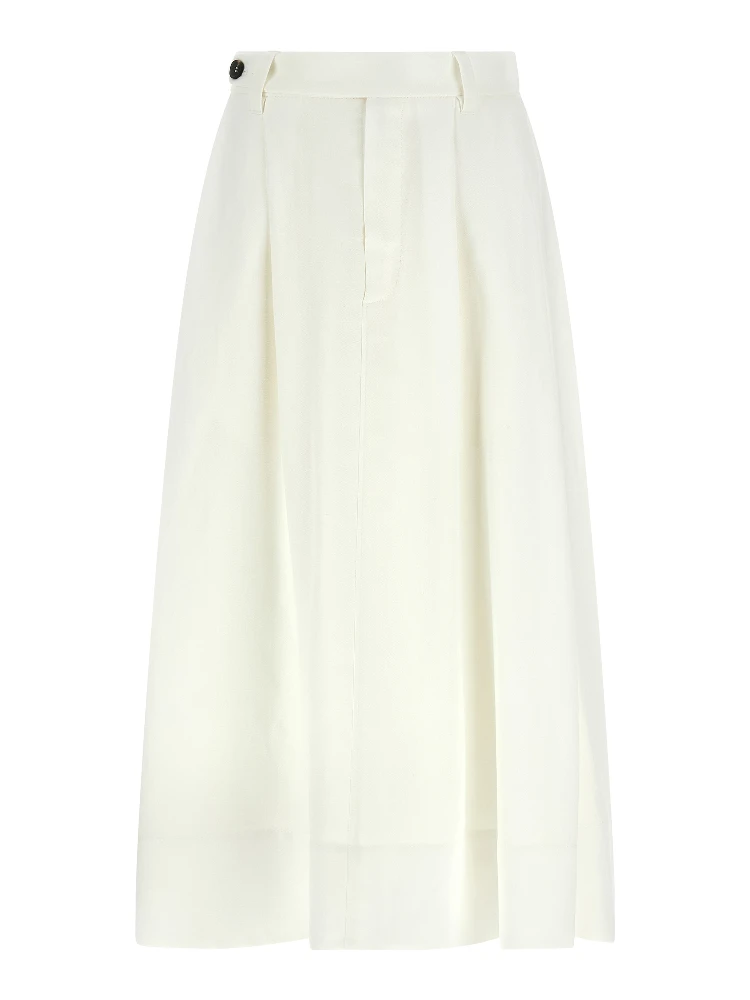 White Viscose Midi Skirt