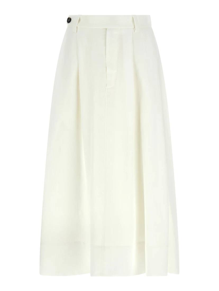 White Viscose Midi Skirt