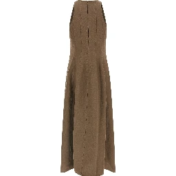 Brown Viscose Midi Dress