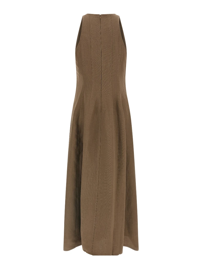 Brown Viscose Midi Dress