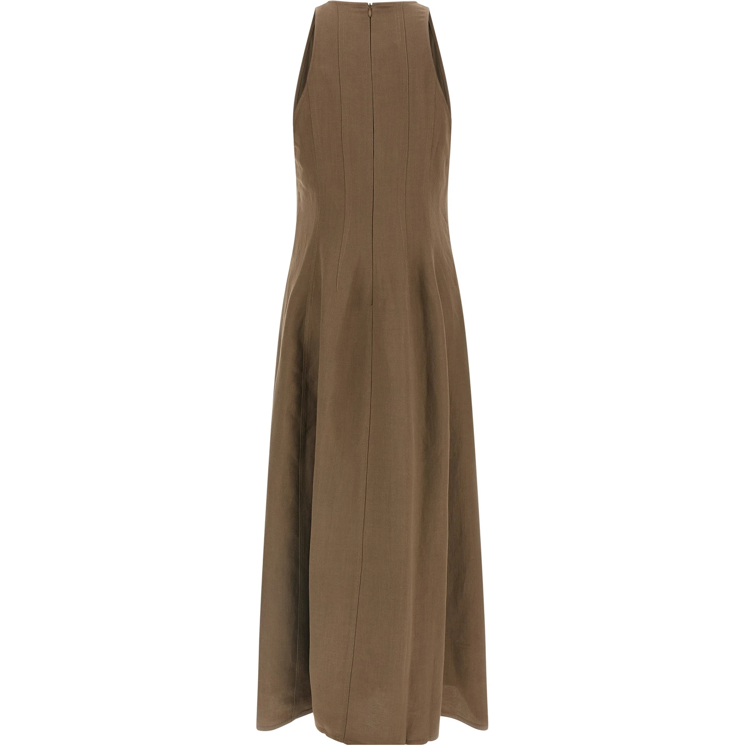 Brown Viscose Midi Dress