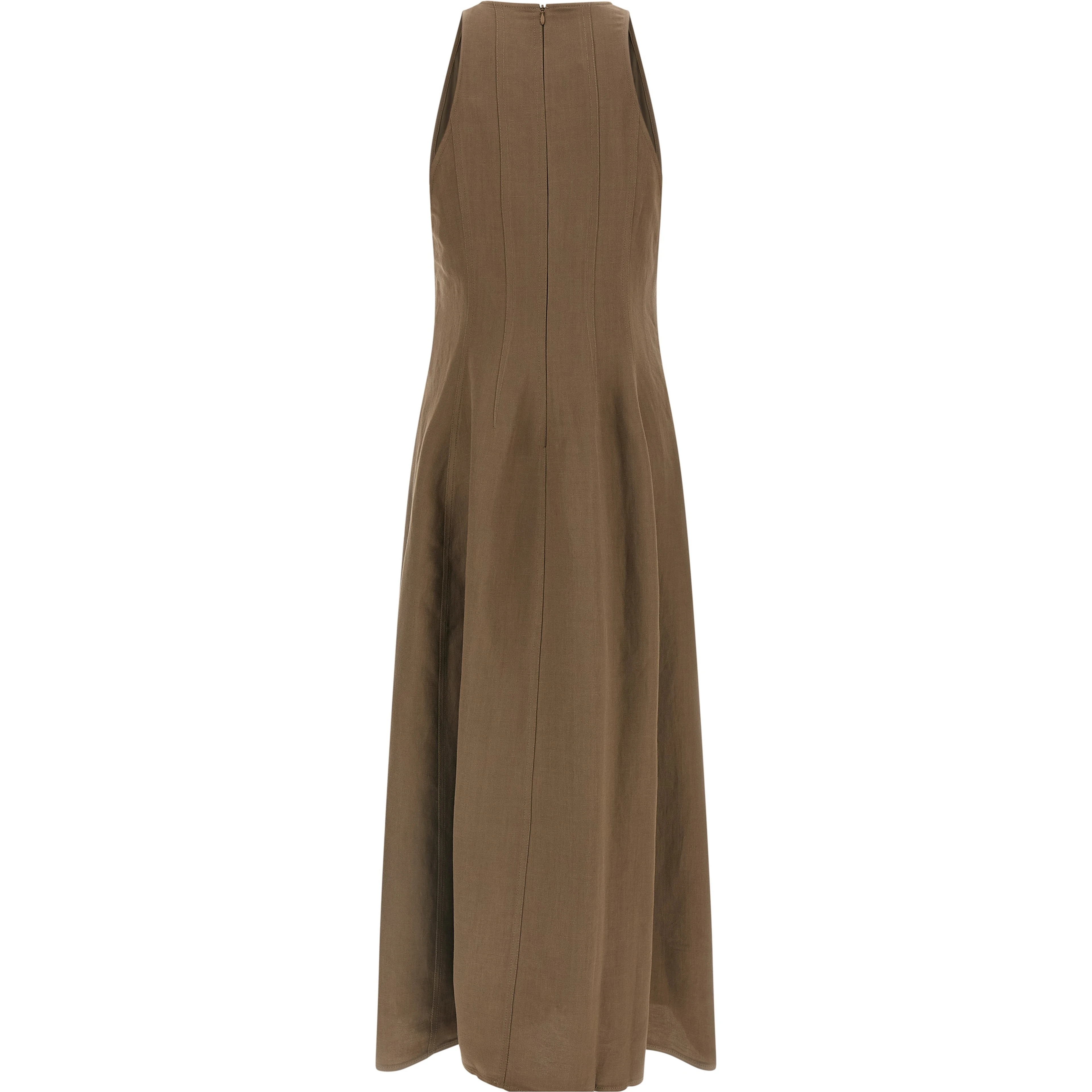 Brown Viscose Midi Dress