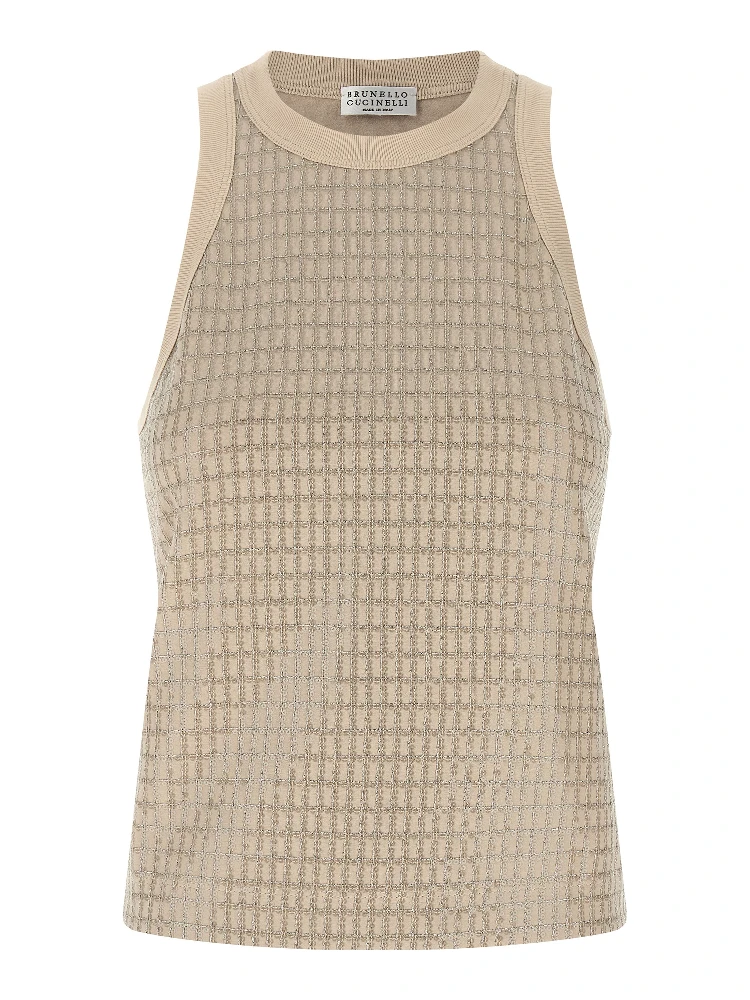 Beige Cotton Tank Tops