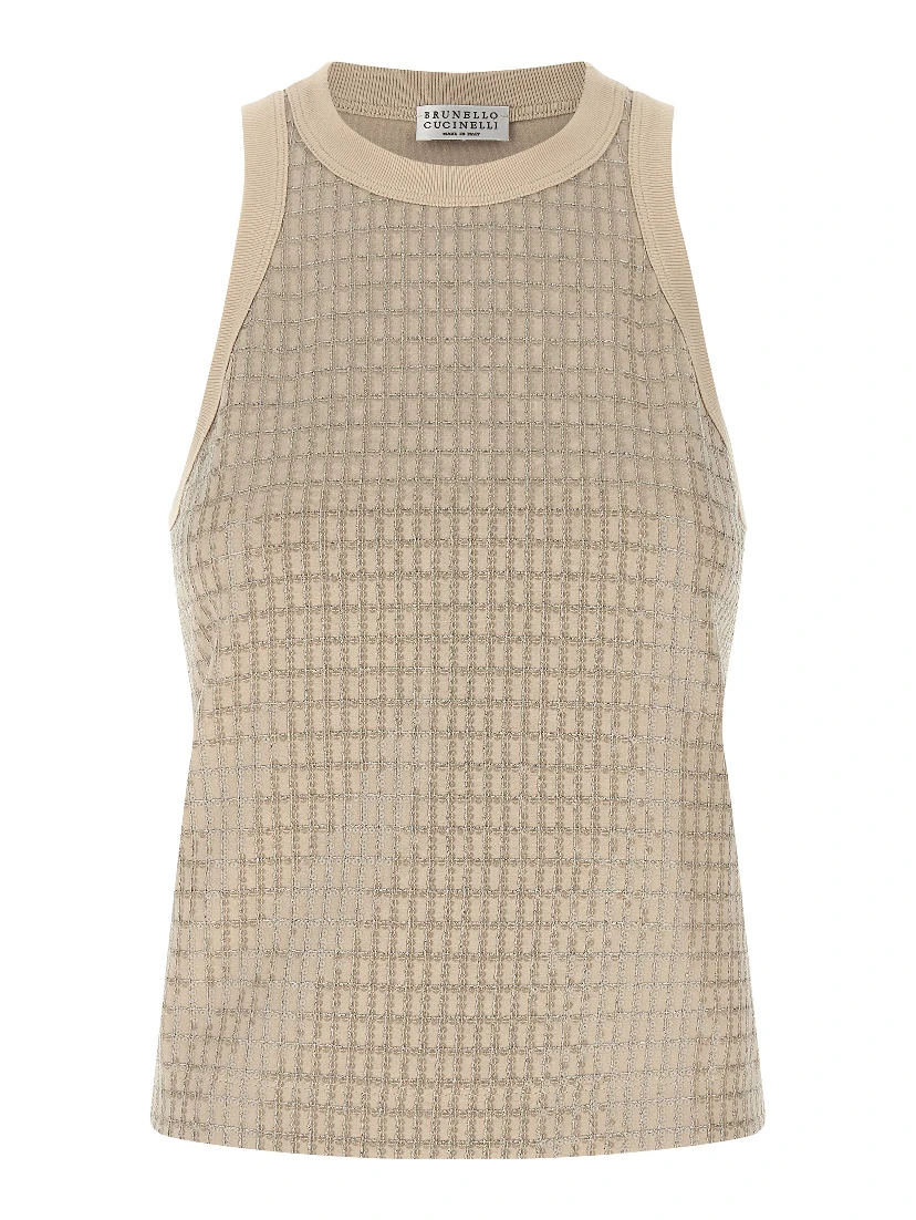 Beige Cotton Tank Tops