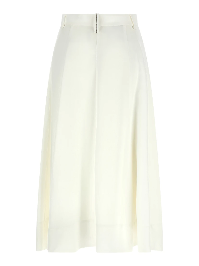 White Viscose Midi Skirt